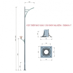 Cột thép bát giác cần đơn mạ kẽm 10m tại Đà Nẵng