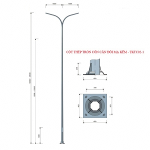 Cột thép tròn côn cần đôi mạ kẽm 9m tại Đà Nẵng